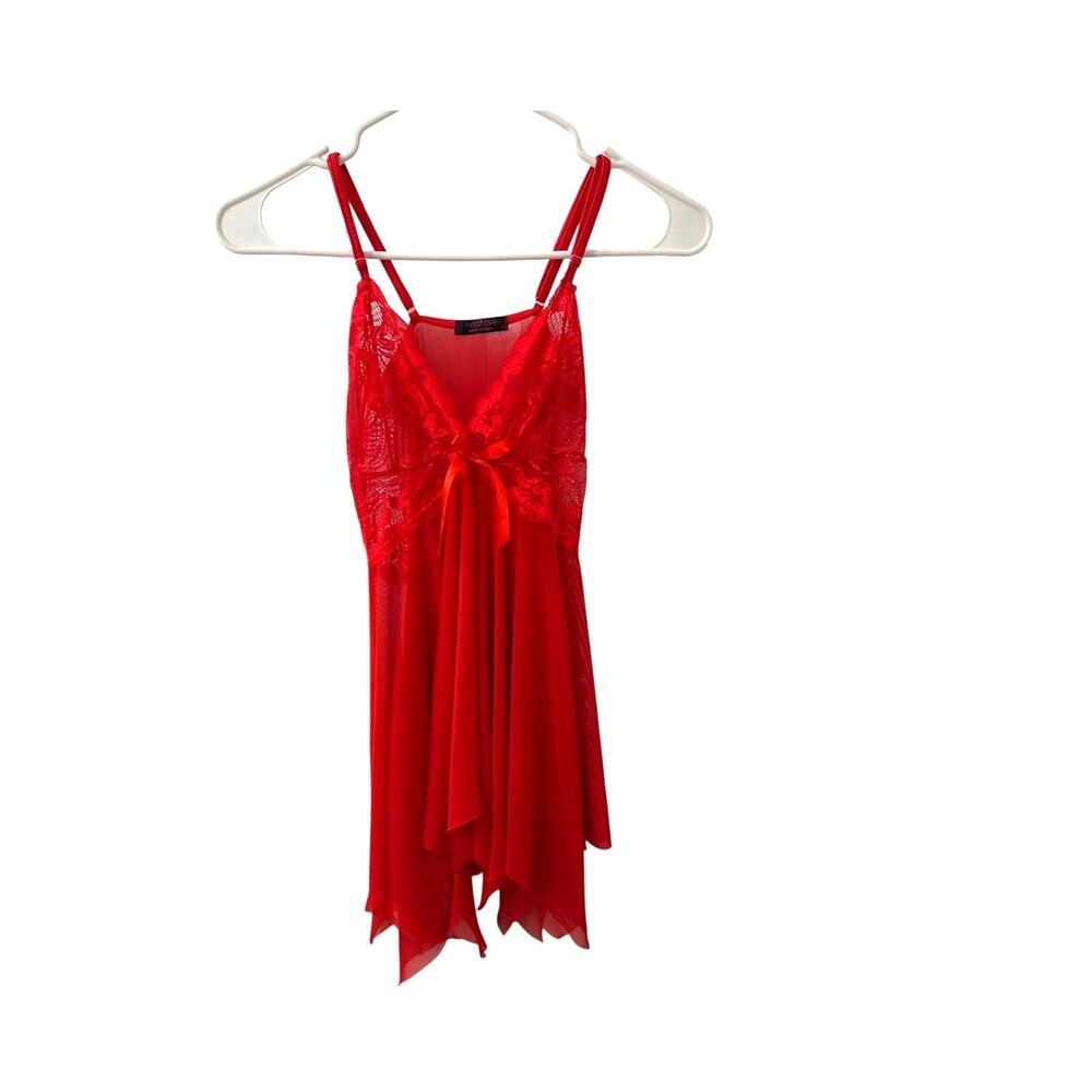AvidLove Lingerie Red Lace Split Front Teddie Size Women's XS